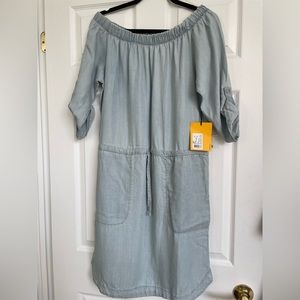 Lole size medium off the shoulder cotton dress with drawstring and pockets.